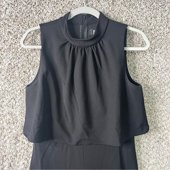 DKNY Jumpsuit Women’s 6 Black High Neckline Sleeveless Cropped Wide Leg - Picture 2 of 9
